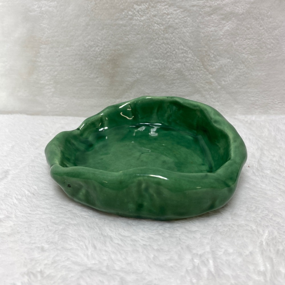 Ceramic Studio Pottery‎ Green Trinket Dish Bowl Abstract Ashtray